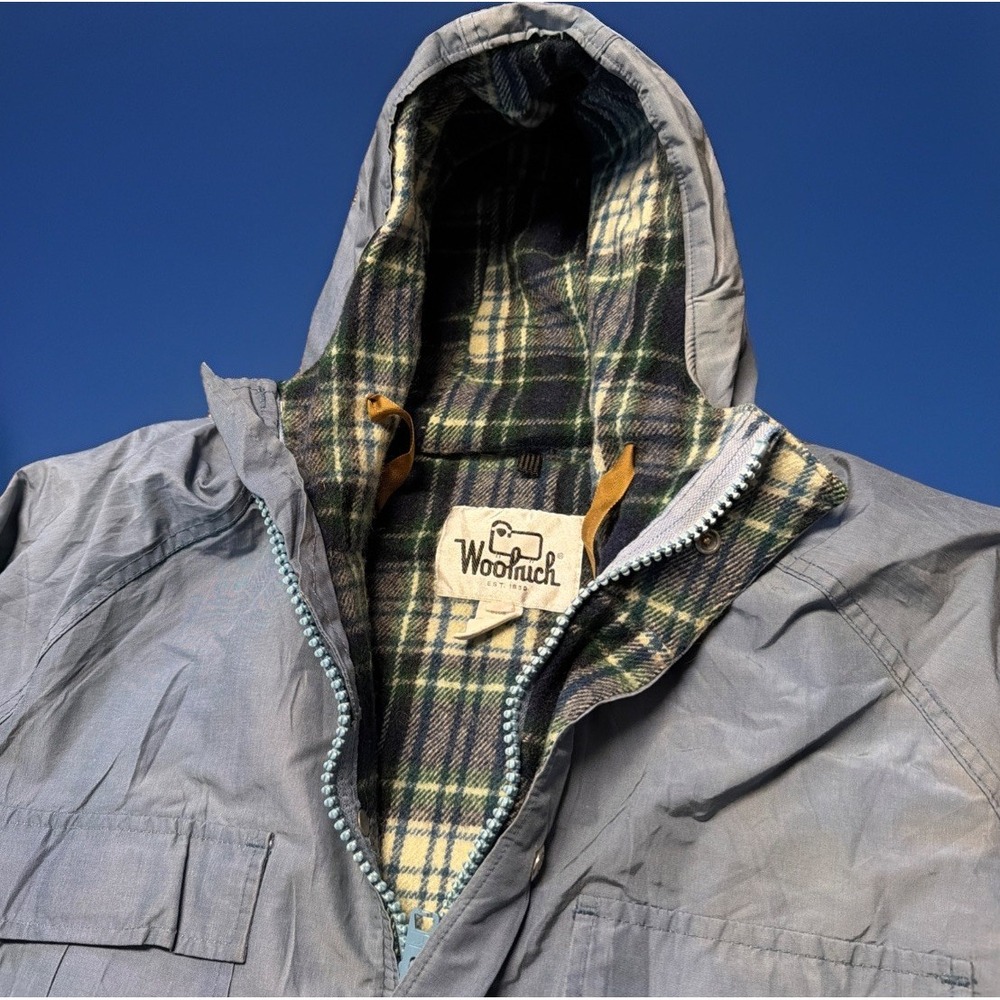 VTG 60s Woolrich Mountain Parka Mens L‎ Blue Wool Lined Chore Barn Coat USA